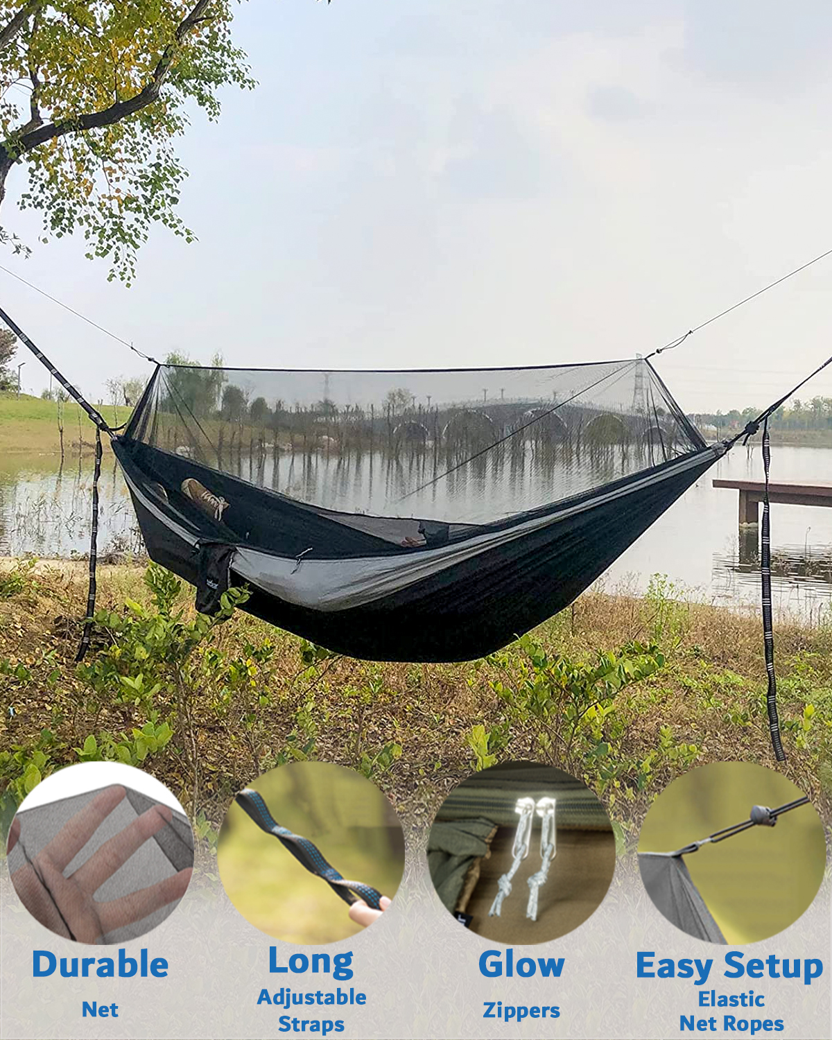 US$ 79.99 - Sunyear Camping Hammock with Rain Fly and Net