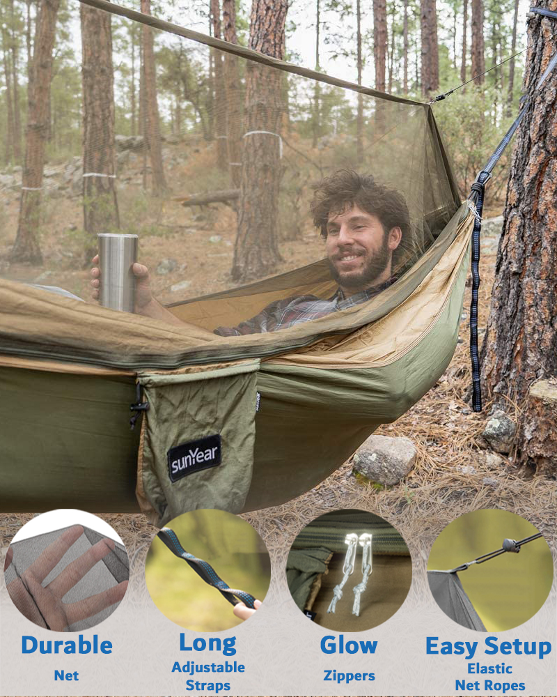 Sunyear Camping Hammock 4 Season Quilted Winter Hammock- Cozy and Durable,  Best for Cold Weather