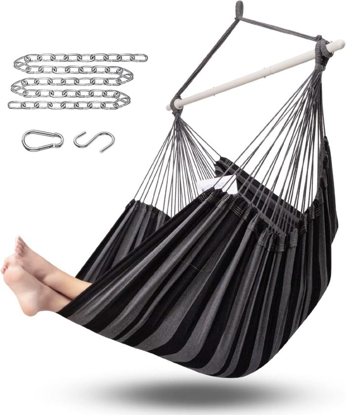 Miztli Hammock Chair Hanging Chair Swing with Foot Rest, Max 500 Lbs