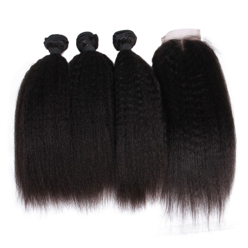 US$ 140.60 - Kinky straight 3 bundles with 4x4 closure Free Shipping ...