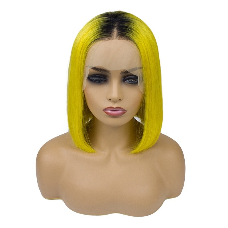 Us 15760 180 Density 1byellow Bob Lace Wig