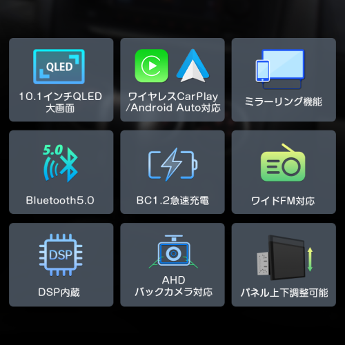カーオーディオ Carplay AndroidAuto対応 2din 10.1インチ大画面