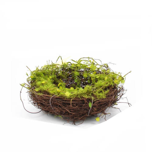 Bird Nest with Faux Moss, Twig Bird Nests Decor for Arts and Crafts, 5 Inch