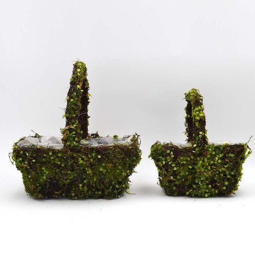 Set of 2 | Green Moss Basket for Home Decor - 12Inch Tall