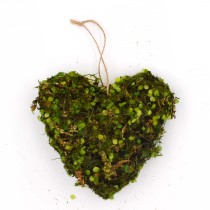 Moss Hanging Heart Ornaments, Artificial Moss Wedding Decor