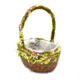 Set of 2 | Oval Natural Wired Wedding Basket for Flower Girl Yellow, 12Inch