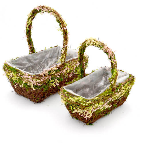Set of 2 | Woodland Flower Girl Wired Basket, 12Inch