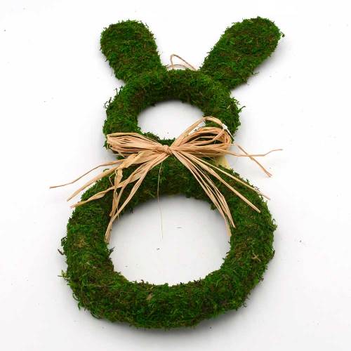 Large Moss Bunny Wreath for Easter | Spring Front Door Wreath Decoration