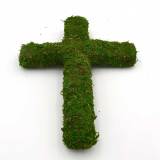 Moss Covered Styrofoam, Green Moss Cross Spring Easter Decor Funeral