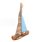 Handcrafted Nautical Driftwood Wooden Sail Boat with Sea Shells Decor, 20Inch