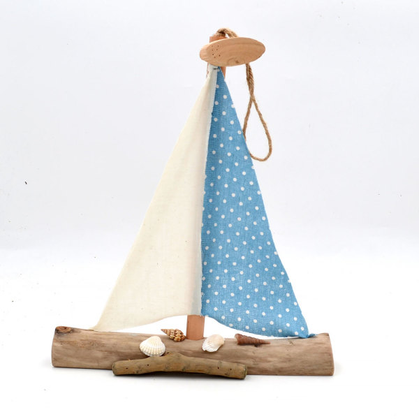 Wooden Boat Decor Wall Hanging Sailboat for Beach Theme Party, Ocean Wall Decor, 14Inch 