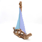 Driftwood Sailboat Centerpiece Decor, Nautical Wooden Boat Gifts, 17Inch