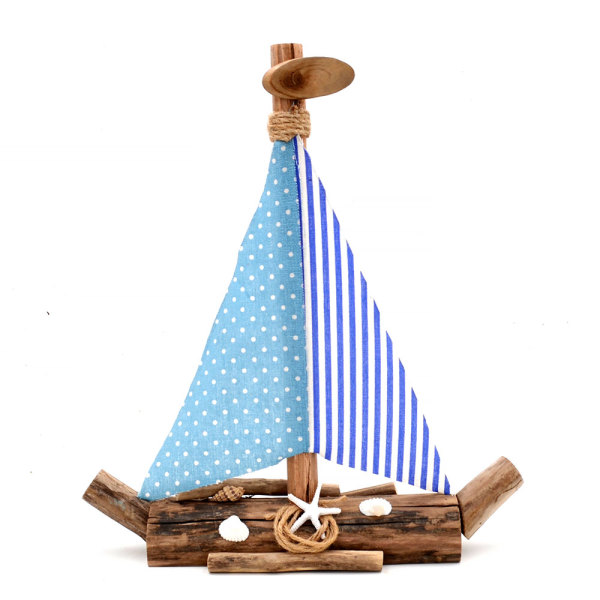 Driftwood Sailboat Centerpiece Decor, Nautical Wooden Boat Gifts, 17Inch
