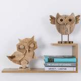 10 Inch Rustic Crafted Art Owl Statue (Wood) Animal Figurines for Home Decor, Living Room Bedroom Office Decoration