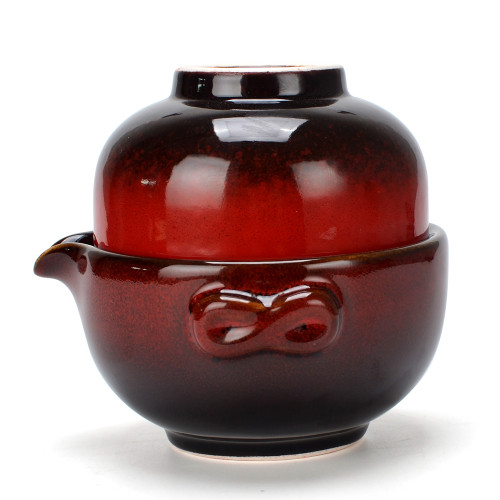 Chinese Travel Tea Set, Portable Kungfu Tea for One Set, Ceramic Teapot & Tea cup