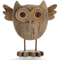 10 Inch Vintage Crafted Art Owl Statue (Wood) Animal Figurines for Home Decor, Living Room Bedroom Office Decoration 