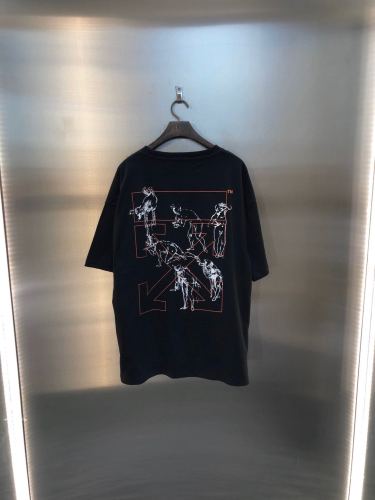 New Off-White Louvre Arrow Sign Loose Round Neck Cotton T-Shirt