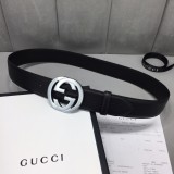 Gucci Men's Lychee Grain Plain Calf Leather Belt