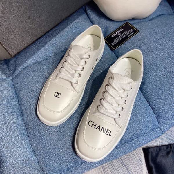 CHANEL Canvas Espadrille Sneaker White