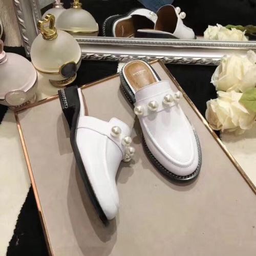 Givenchy Pearl White Leather Loafer Mule Slide Shoes