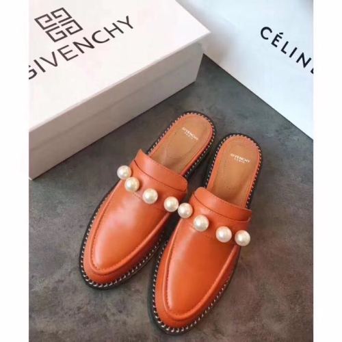 Givenchy Pearl Brown Leather Loafer Mule Slide Shoes