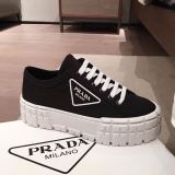 PRADA Platform Brogue Oxford Shoes Black Leather