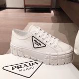 PRADA Platform Brogue Oxford Shoes White Leather