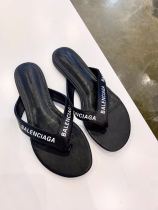 Balenciage womens ladies flat casual leather toe post sandals flip flops shoes Black