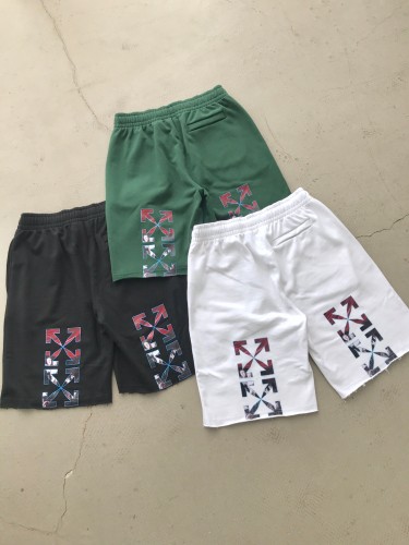 Off White BLACK CARAVAGGIO PAINTINGBasic Terry Cotton Casual Shorts