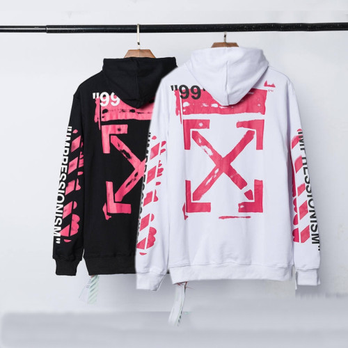 Off White New 99 Numbers Pink Graffiti Arrow Unisex Hip Hop Hoodie Sweatshirt