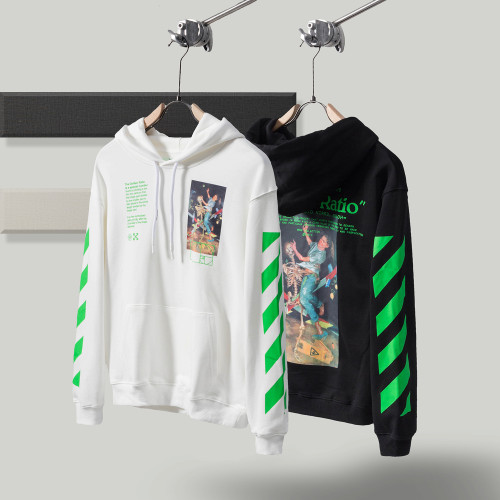OFF White Couple Casual Cotton Hoodies Skull Oil Painting Pullover Sweatshirt