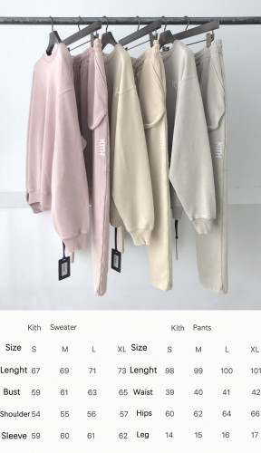 Kith Women Casual Cotton Long Sleeve Pullover + Pants Sport Suit
