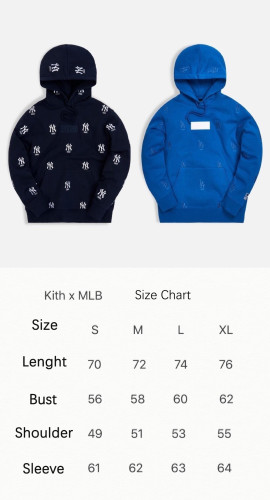 NEW KITH x MLB Unisex  Pullover Hoodies Sweatshirt Long Sleeve Cotton Jacket