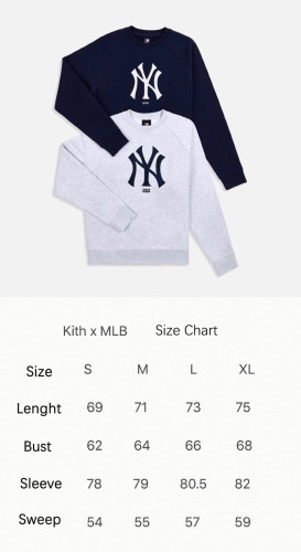 KITH x MLB Men Women Cotton Crew Neck Pullover Long Sleeve Sweatshirt