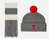 Ami Paris Unisex Winter Warm Knitted Wool Hat + Scarf