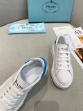 Prada Women's Shoes White Leather Sneakers BlueTailed