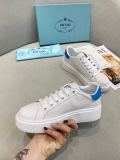 Prada Women's Shoes White Leather Sneakers BlueTailed
