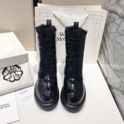 Alexander McQUEEN Womens Leather Fashion Boots Black