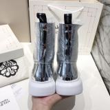 Alexander McQUEEN Womens Leather Fashion Boots Silver
