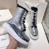 Alexander McQUEEN Womens Leather Fashion Boots Duck Grey
