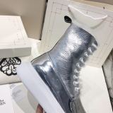 Alexander McQUEEN Womens Leather Fashion Boots Silver