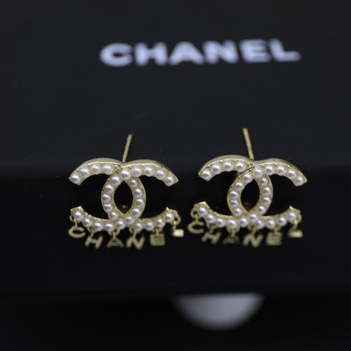 Chanel Classic Logo Double-sided Pendant Earrings