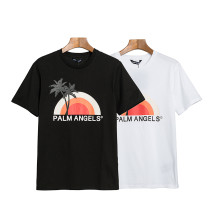 New Palm Angels Unisex Cotton T-shirt Sunset Palm Print Short Sleeve T-shirt