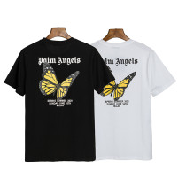 Unisex Palm Angels Cotton T-shirt Butterfly Print  Fashion Casual T-shirt