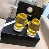 Chanel Women Leather Flops Slides Shoes Yellow