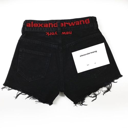 Alexander Wang Summer High-waist Cuffed Letter Embroidery Ripped Hot Pants