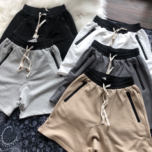 FEAR OF GOD Men Casual Zipper Drawstring Shorts Cotton Sweatpants