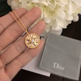 Dior Compass Double-sided Full Rhinestone Sweater Chain Necklace