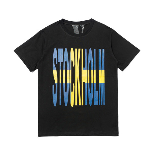 New VLONE X STOCKHOLM Men Women Fashion Short Sleeve T-shirt
