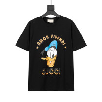 Gucci Men Women Donald Duck Cartoon Print Short Sleeve T-shirt